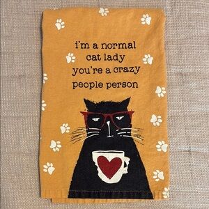 Cat Lady Tea Towel - Black and Orange